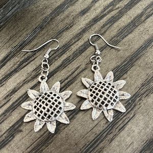 Silver Sun Flower Earrings